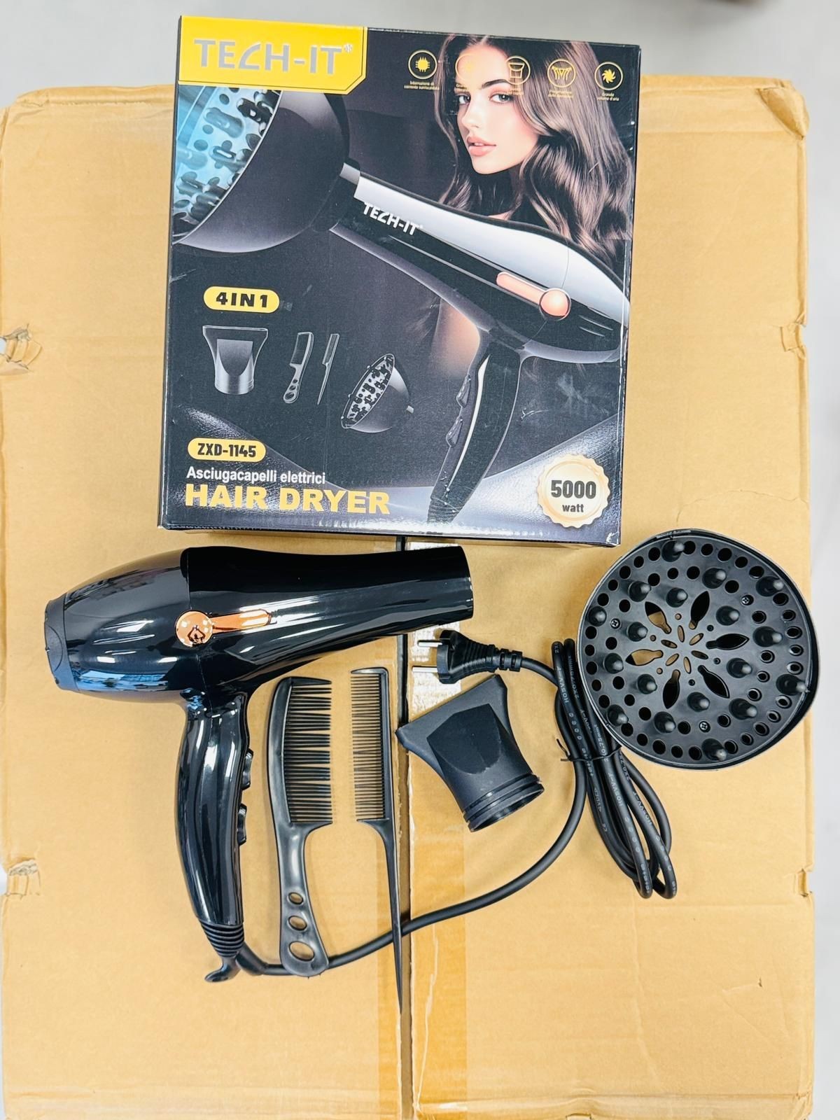 🔥 Super NOVITÀ  🔥💨 Asciugacapelli 4 in 1✨ Con molteplici accessori⚡ 5000W 