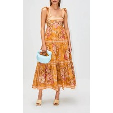 Zimmermann Tiered Floral-Print Cotton-Gauze Midi Dress size US 8