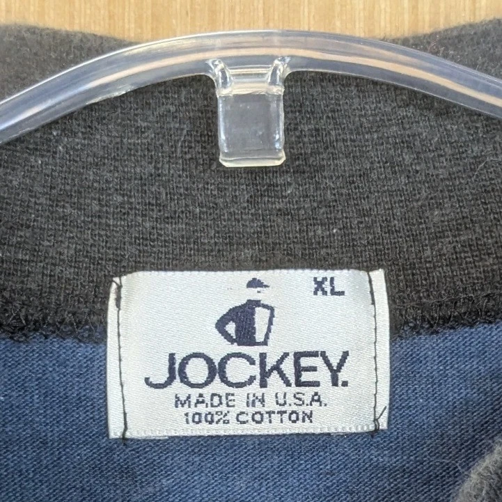 Vintage Jockey Striped Mock Neck Shirt Retro Baggy 100% Cotton USA Men's XL - Image 2 of 4