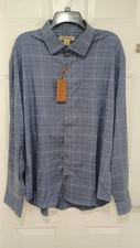 Elliot Mulryan Men's Button Up Blue Plaid Dress Shirt XL