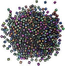 500 Pieces 6X6Mm Black Cube Acrylic Alphabet Letter Beads A-Z Mixed Plastic Shap