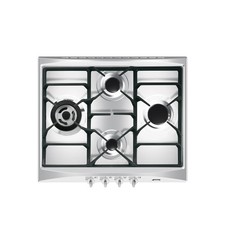 Image of Smeg Cucina 60cm 4 Burner Gas Hob with Wok Burner - Stainless Steel SR264XGH2