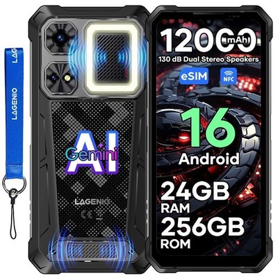 6,9 Zoll LAGENIO Rhino 1 PRO Robust Smartphone24GB+256GB Android 16 12000mAh NFC