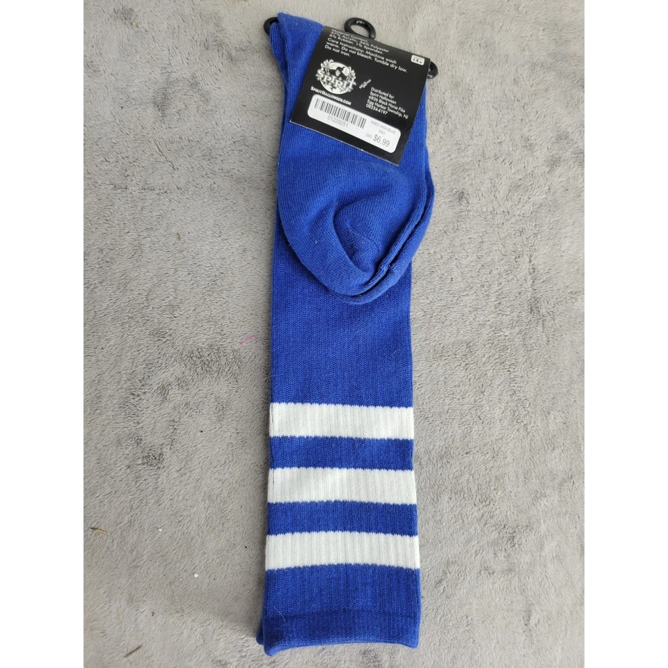 Spirit Calcetines Hasta la Rodilla Azul Blanco Rayas Talla 9-11 Zapato Talla 4-10 Disfraz Foto 3 de 3