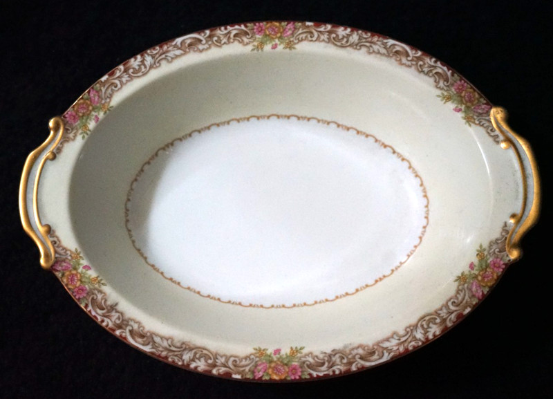 Noritake China Japan harmony pattern 3906 serving dish gold trim floral border
