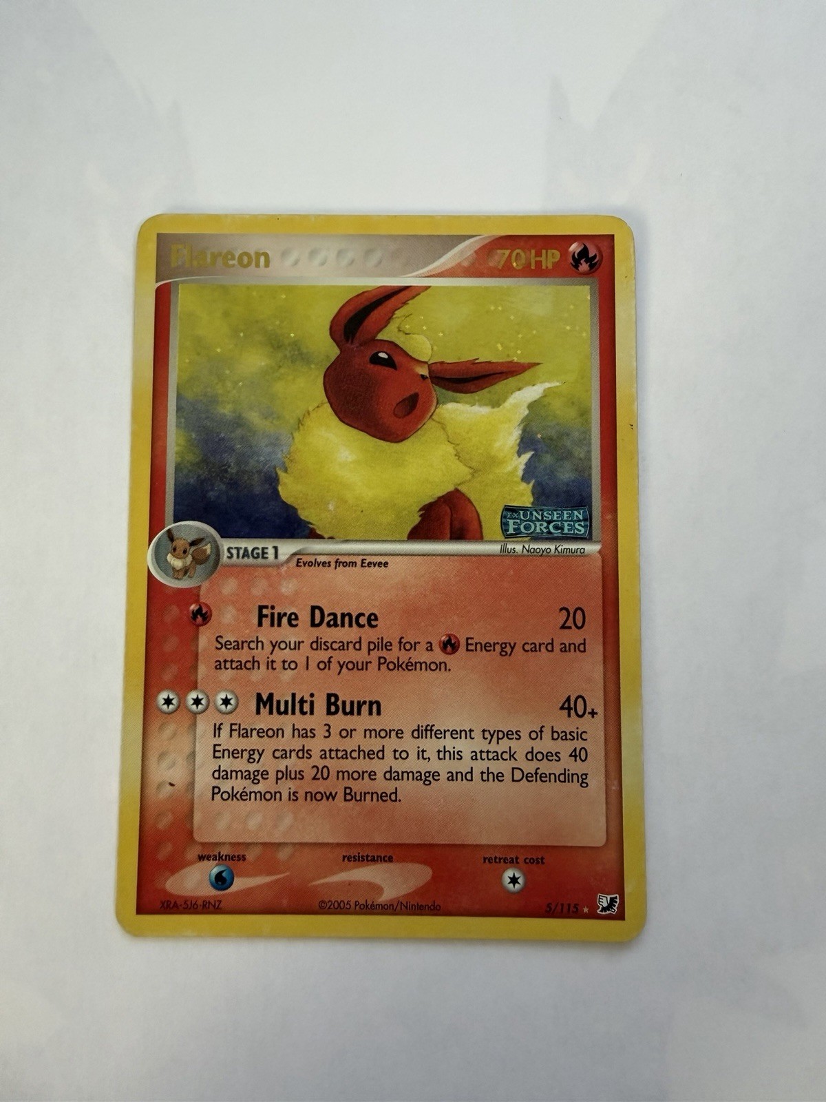 Pokemon Card  TCG Flareon 5/115 Ex Unseen Forces Reverse Holo Stamp Near Mint