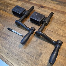 Beautiful Antique BAR Clamps Set of 2 CAST IRON• Heavy Duty Tools Take 2x4's☆USA