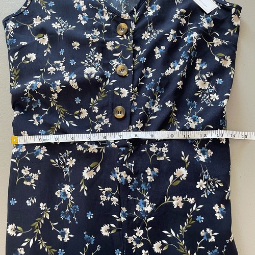 Women's NWT Bailey's blossom romper XS deep navy floral sleeveless tank wide leg - Picture 11 of 13