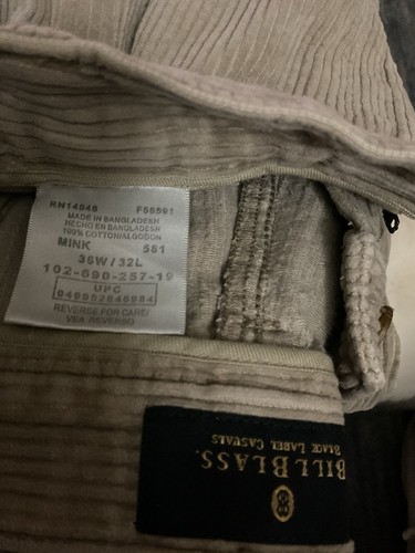 Pantalon Homme Bill Blass En Velours Côtelé Marron - Taille 36/30 - Occasion Très Bon état