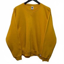 VTG 90s Russell Athletic Yellow Blank Made In USA Crewneck Sweatshirt (L) 23X26