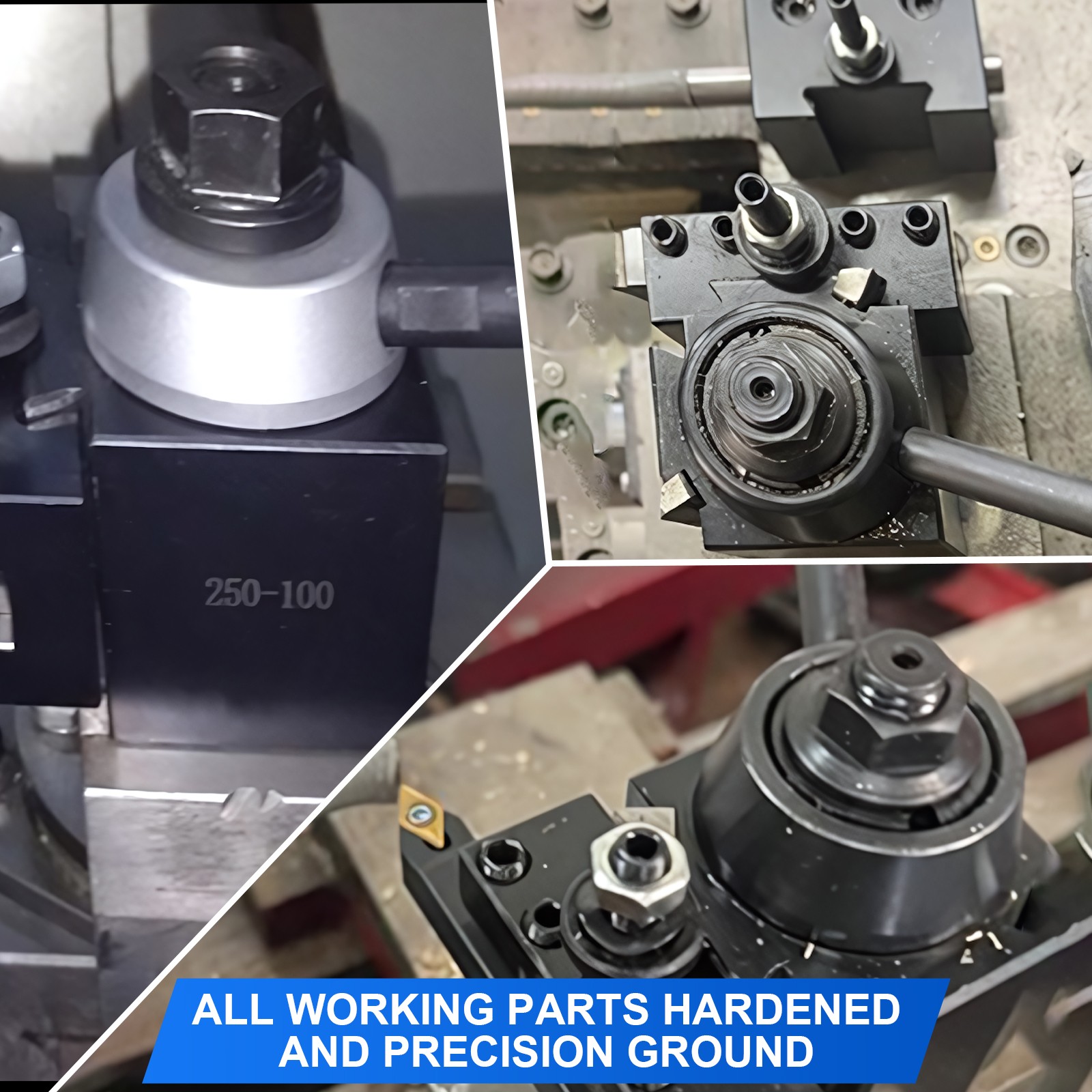 AXA Size 250-100 Set Piston Type Quick Change Tool Post Set for Lathe 6- 12" USA