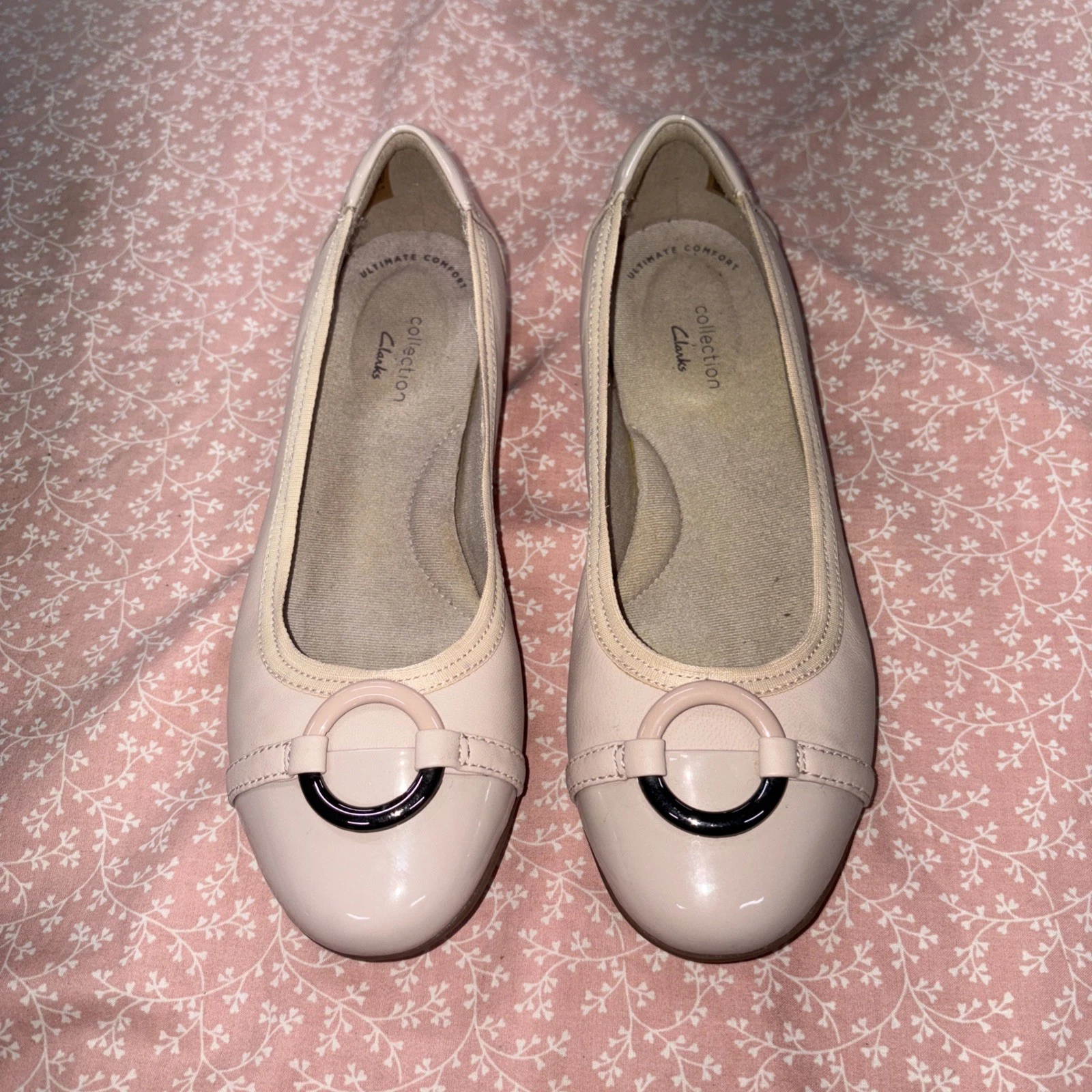 CLARKS Scarpe donna Clark's Collection Gracelin taglia 7M ballerine ballerine vernice punta cappuccio