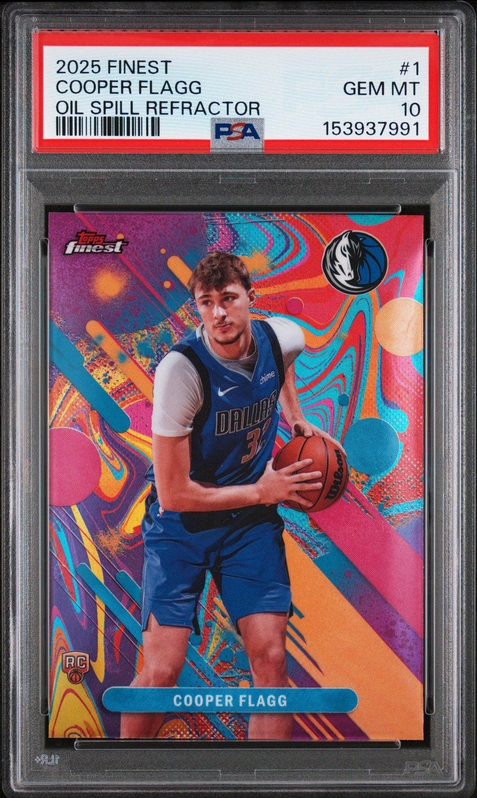 2025-26 Topps Finest - Common Cooper Flagg #1 Oil Spill Refractor (RC) PSA 10