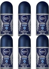 Nivea Men Cool Kick Roll On Deodorant 50ml x6 Bulk Pack Long Lasting
