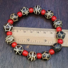 South asian burmese antiques trade pumtek petrified wood beads lot br-j15