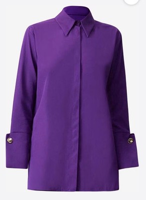 Touche Prive Women's Purple Button-Cuff Shirt Blouse Long Sleeve