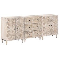 Sideboard 3 Pcs Weiß 60 X 33,5 X 75 Cm Massivholz Mango Sideboard-Aufbewahrung M