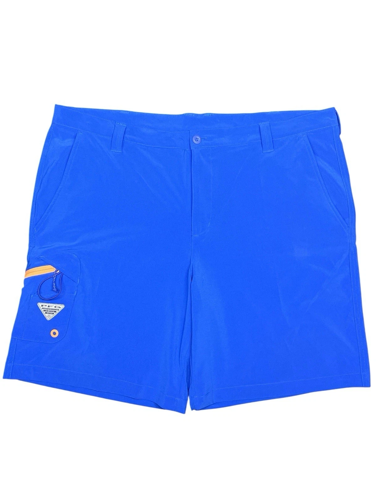 Columbia PFG Stretch Fishing Shorts Blue 42W 10L Zip Pocket Mesh Lined