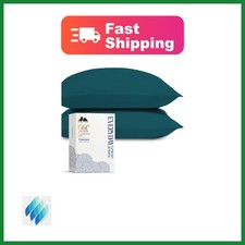 Mayfair Linen Pillow Cases Teal Standard Queen Set 2