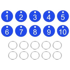 10PCS Number Tags 1-10, Number Key Tags Plastic Numbered Tags, Blue