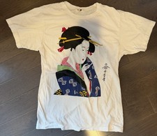 Vintage Japan Geisha Art Single Stitch T Shirt Made in Japan Cotton L 90s