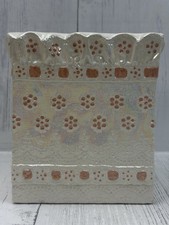 Vintage Porcelain Tissue Box Cover Lace Embossed Iridescent Pink Floral