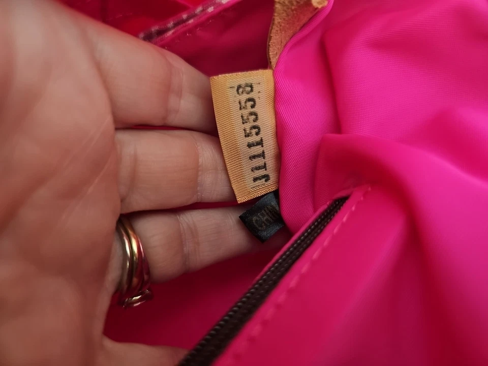 Monedero de hombro Dooney and Bourke vintage rosa garabato remolino graffiti lona 1975 Foto 3 de 4