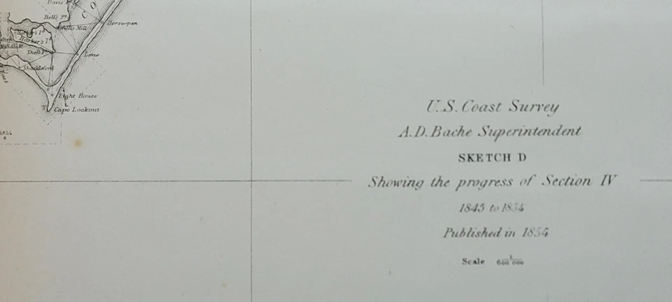 Dos mapas gráficos de 1854 US Coast Survey Cape Fear Wimble Shoals Carolina del Norte Foto 4 de 4