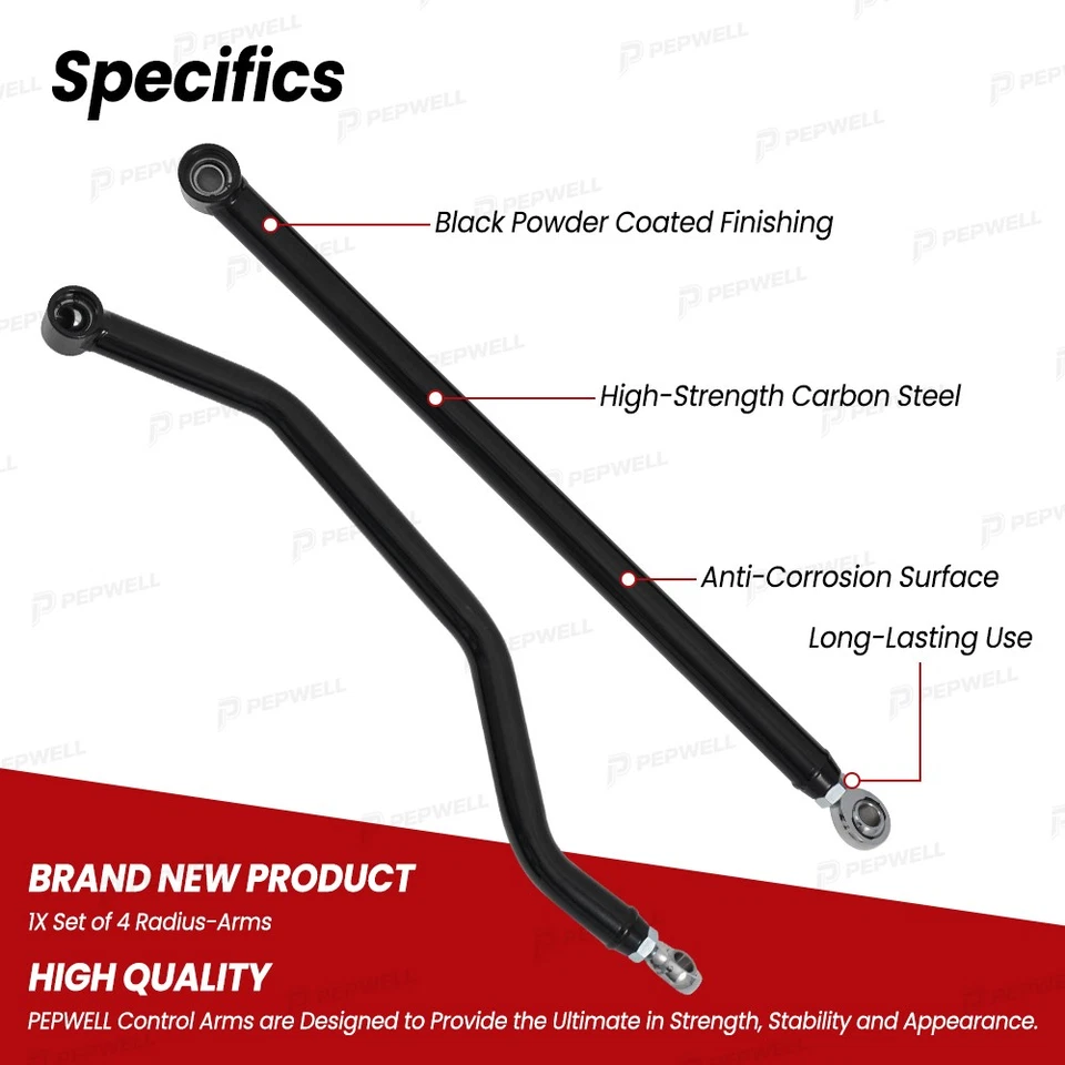 Super ATV High Clearance Rear Radius Arms Rods for Polaris RZR XP 4 1000 Black Foto 2 de 4