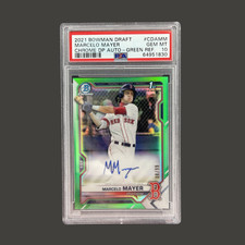 2021 Bowman Draft Marcelo Mayer Auto Green Refractor #CDAMM 08/99 PSA 10