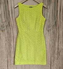 Ann Taylor Nwt Womens Size 6 Neon Yellow Daisy Flower Lace Overlay Sheath Dress