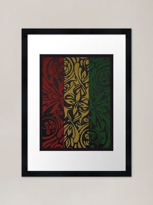Rasta Batik gerahmter Kunstdruck gerahmt Wandbild Poster Leinwanddruck Bild