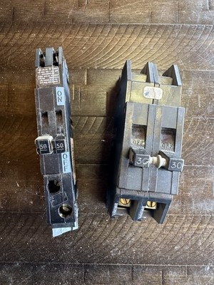 LOT OF 2* ZINSCO R38-50 50 AMP Tandem  & 30 Amp 2-Pole Circuit Breaker 120V/240V