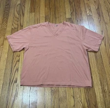 Los Angeles Apparel USA Made Fine Jersey V-Neck T-Shirt Boxy Orange Unisex XL