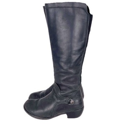Fly London Boots Tall Euro 38 US 7.5 Black Round Toe Comfort Oiled Leather Punk