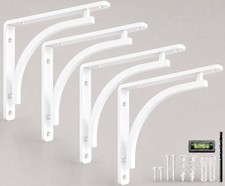 4 8 inch Heavy Duty Shelf Brackets, Classic White, Wall Mounted, Metal