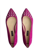 Fuschia Suede Nine West Studded Flats