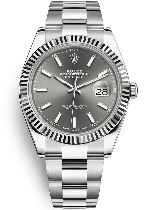 New Rolex Datejust 41 126334 18K Fluted Rhodium Dial Oyster Steel