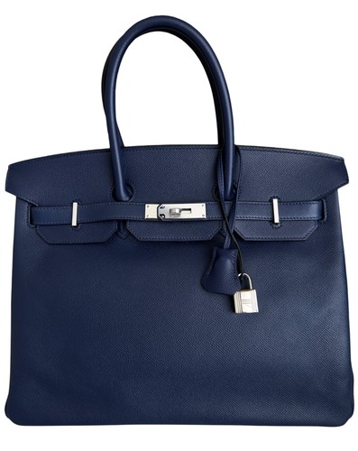 Hermes Birkin 35 Blue Sapphire Epsom Leather Palladium Hardware RARE