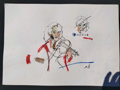 Original Skizze von Manuel Mané | Teufelsgeiger| signiert 40 × 60cm auf Papier 