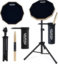 GLEAM Drum Practice Pad with Iron Stand Set, 12-Inch Silent Practice... 