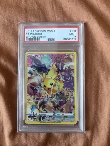 PSA 9 Pikachu 160/159 Crown Zenith Full Art Secret Rare Pokemon Card Mint Slab