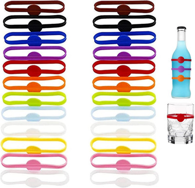 24 Stück Glasmarkierer Silikon,Glas Markierung, Weinglasmarkierer für Tassen, Tr