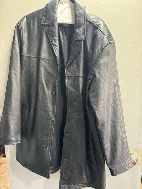 Long 100% gunuine leather designer coat Size medi… - image 1