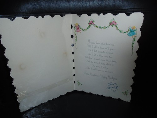 USED VINTAGE 1960'S HALLMARK WITH ALL MY LOVE CHRISTMAS GREETING CARD NO ENVELOP - Picture 2 of 2