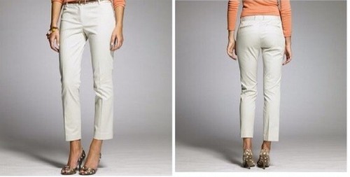 White Stretch Cotton cropped Pants Size 