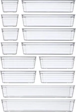 DCA 14 PCS Clear Plastic Drawer Organizer Tray for Makeup, Kitchen Utensils, Jew