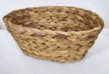 Thick Woven Oval Natural Straw Storage Decorative Basket~Country Farmhouse  BOHO