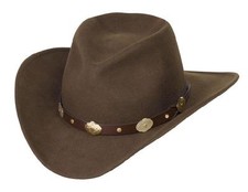 NEW Brown Wool Felt Crushable Hat with Gold Concho Band - Size Small