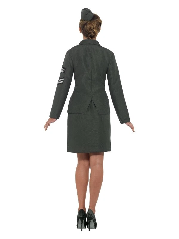 Mujer Segunda Guerra Mundial Disfraz Segunda Guerra Mundial Uniforme Tiempo de Guerra Años 40 40 Oficial del Ejército Vestido Elegante Foto 4 de 4